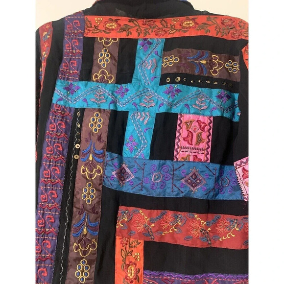 Chico’s Patchwork Embroidered Boho Wearable Art Jacket Size 1 Or Medium 8 (F5) - Picture 7 of 7